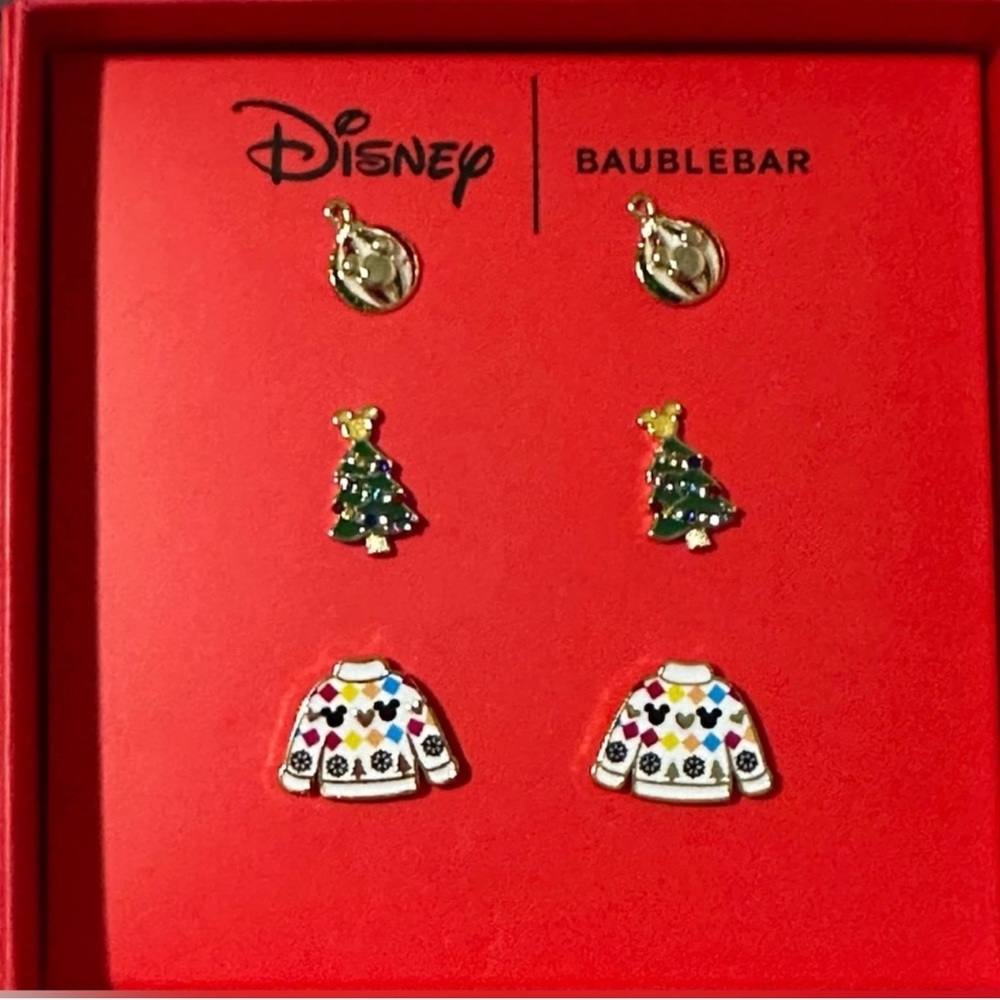 Disney X Baublebar 3 Sets of Holiday Themed Stud Earrings